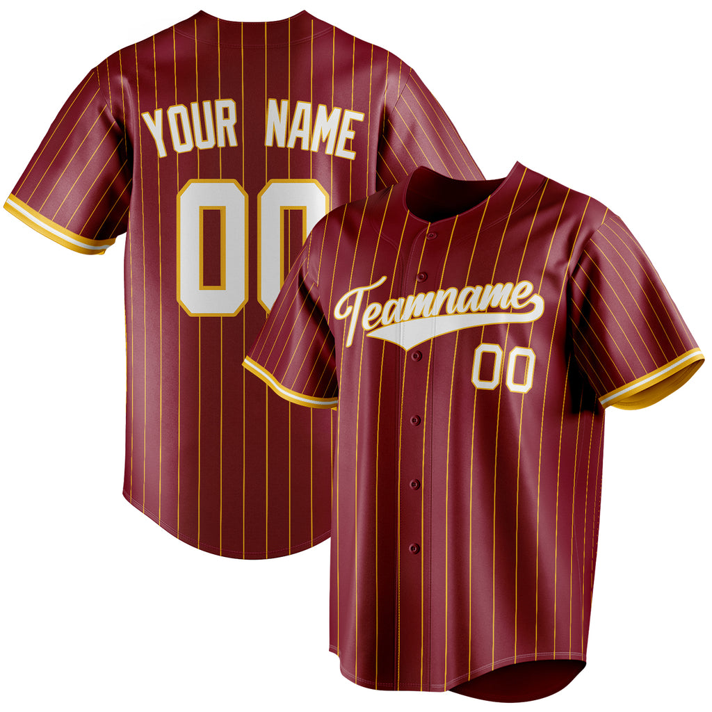 Personalized Crimson & White White Pinstripe Fan Baseball Jersey BB01240529CK157