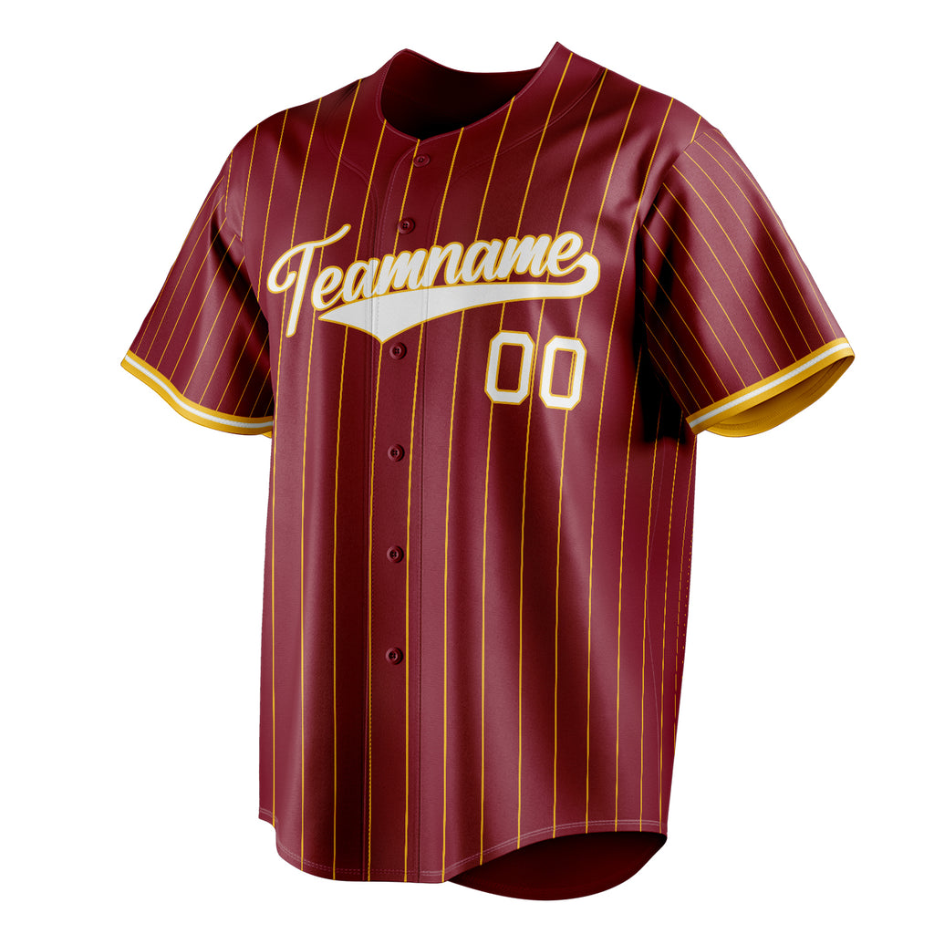 Personalized Crimson & White White Pinstripe Fan Baseball Jersey