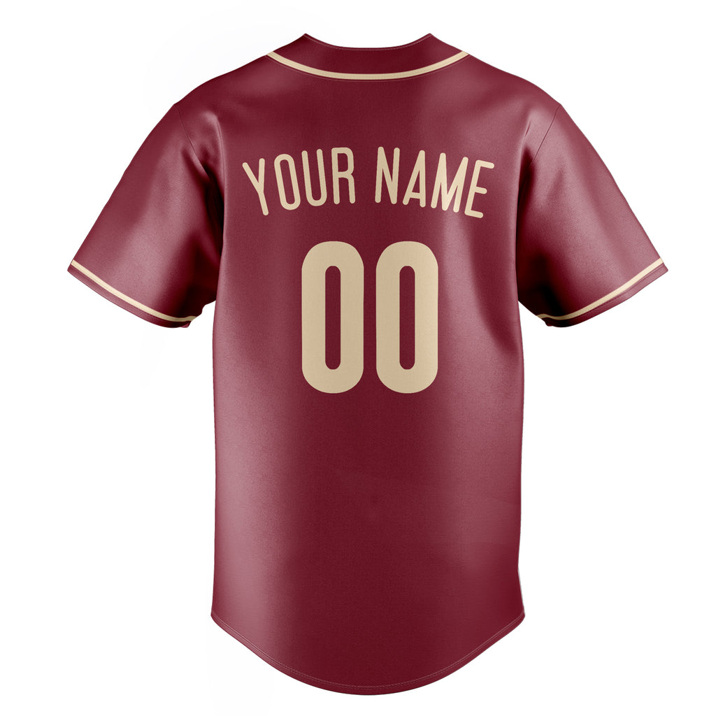 Personalized Crimson & Cream Color Fan Baseball Jersey