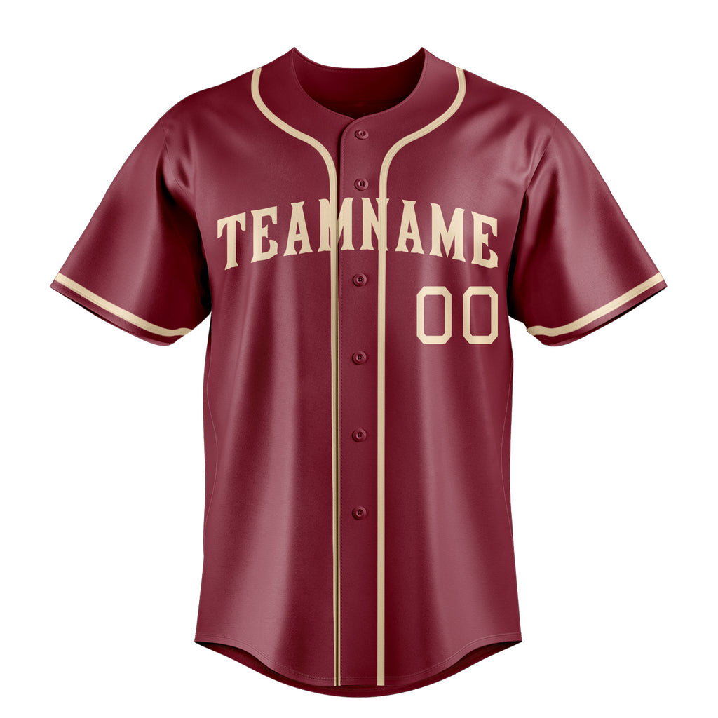 Personalized Crimson & Cream Color Fan Baseball Jersey