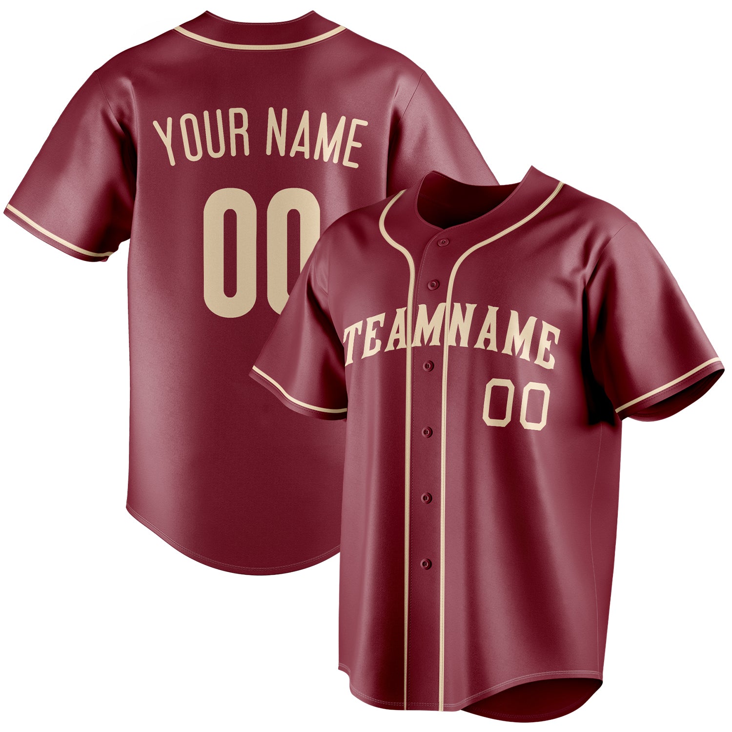 Personalized Crimson & Cream Color Fan Baseball Jersey BB01240529CK158