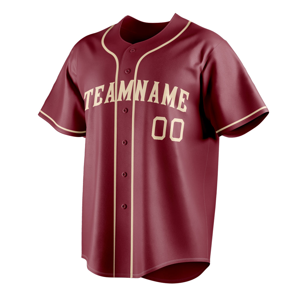 Personalized Crimson & Cream Color Fan Baseball Jersey