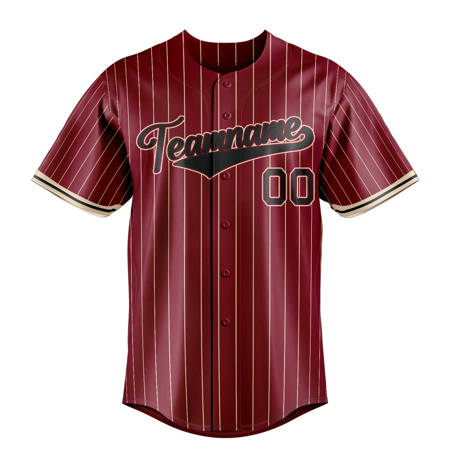 Personalized Crimson & Black Cream Pinstripe Fan Baseball Jersey