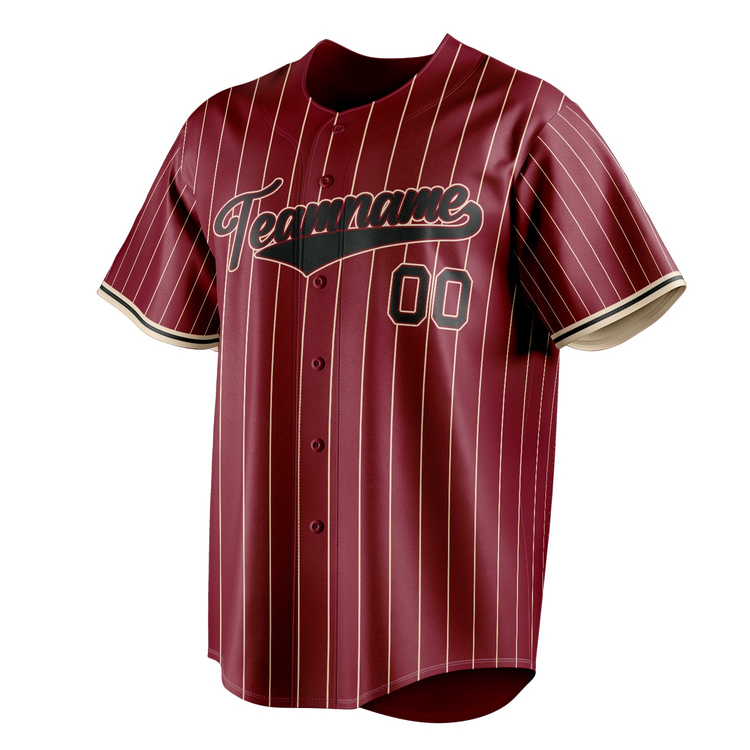 Personalized Crimson & Black Cream Pinstripe Fan Baseball Jersey