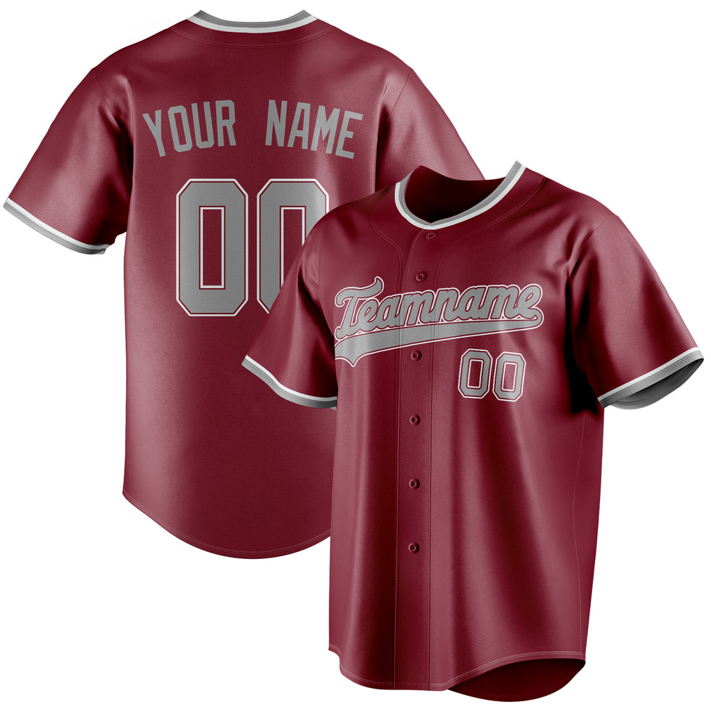 Personalized Crimson & Steel Gray Color Fan Baseball Jersey BB01240529CK160