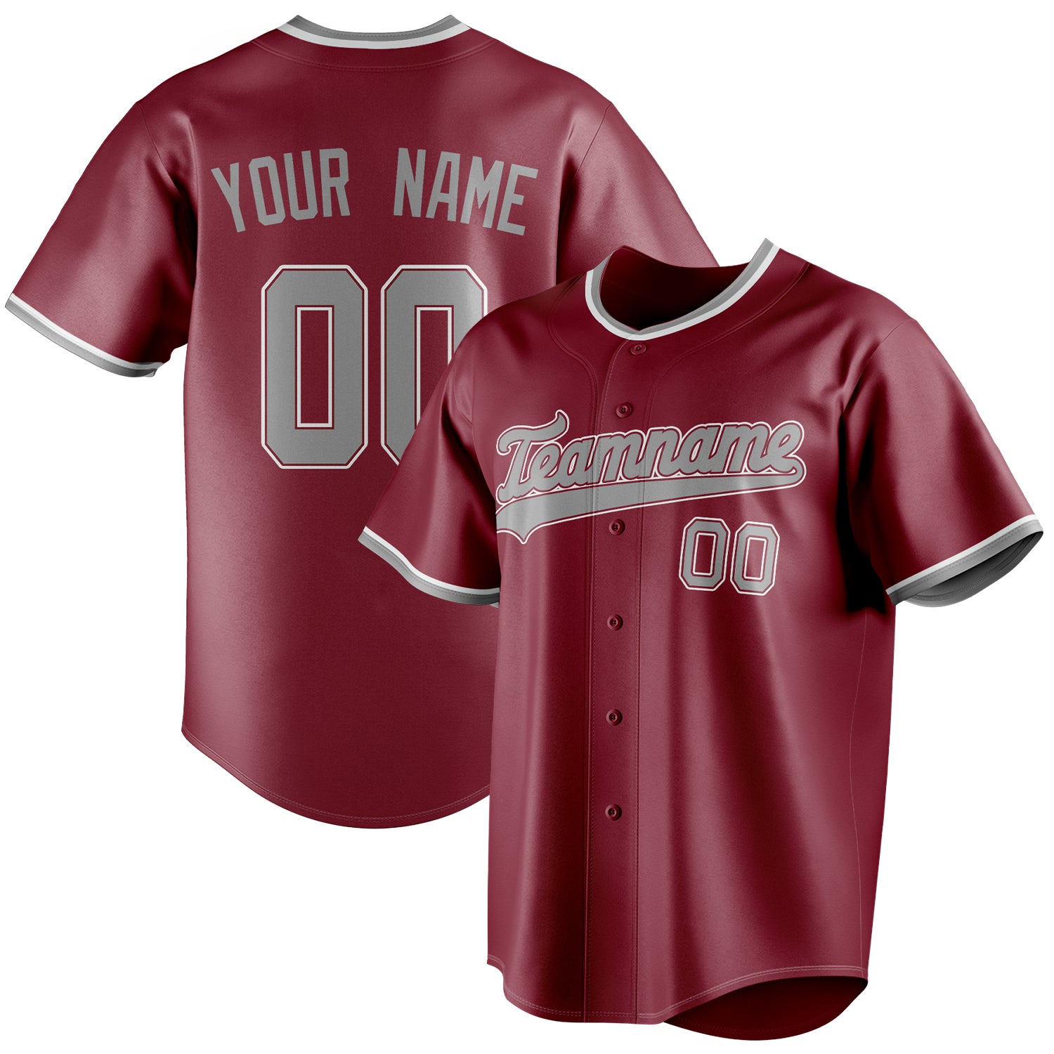 Personalized Crimson & Steel Gray Color Fan Baseball Jersey BB01240529CK160