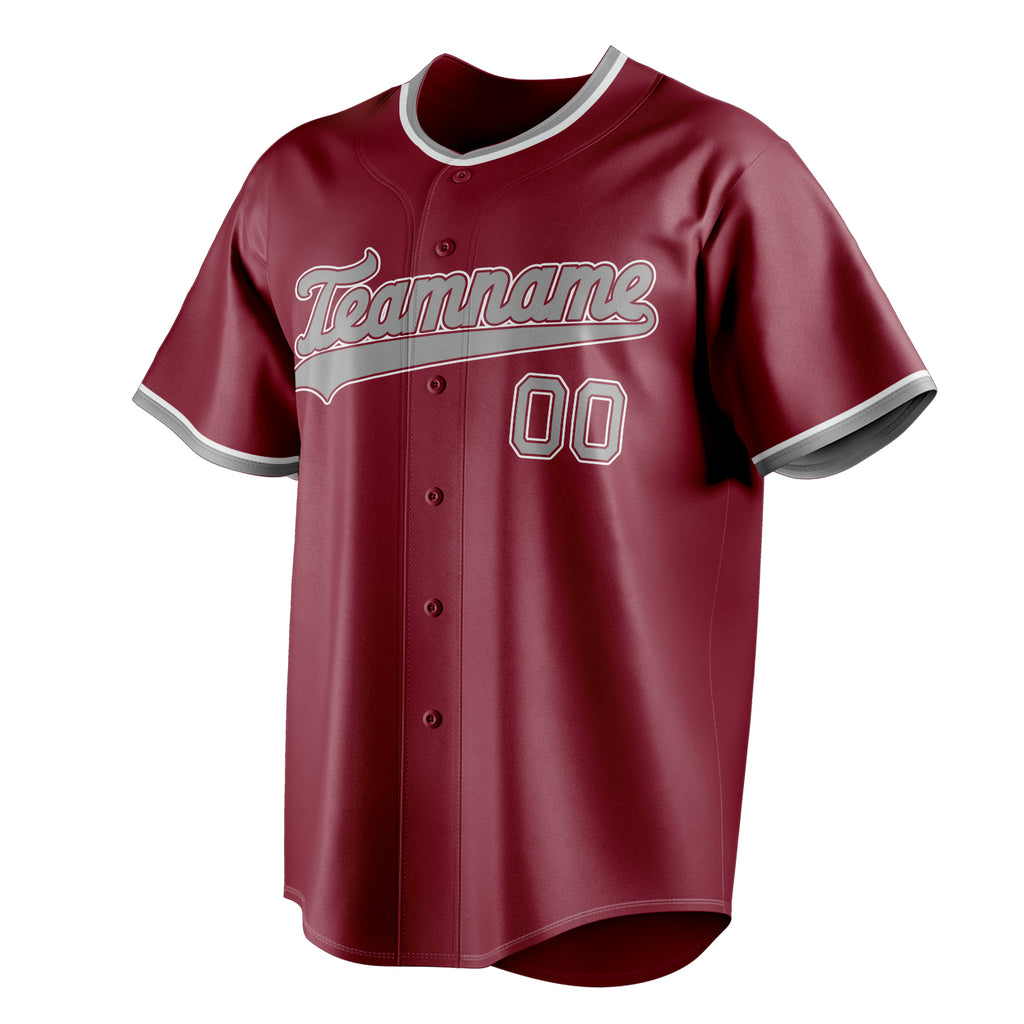 Personalized Crimson & Steel Gray Color Fan Baseball Jersey