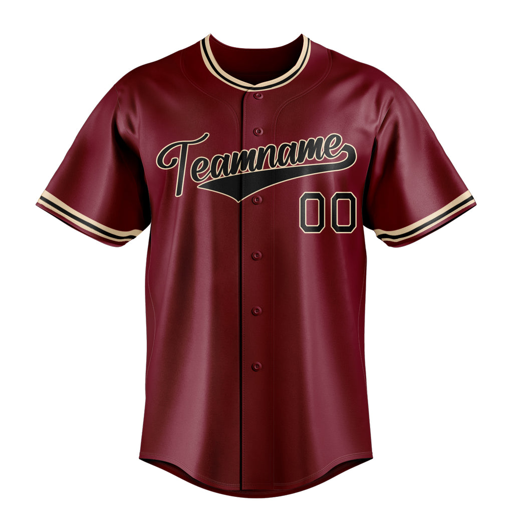 Personalized Crimson & Black Color Fan Baseball Jersey