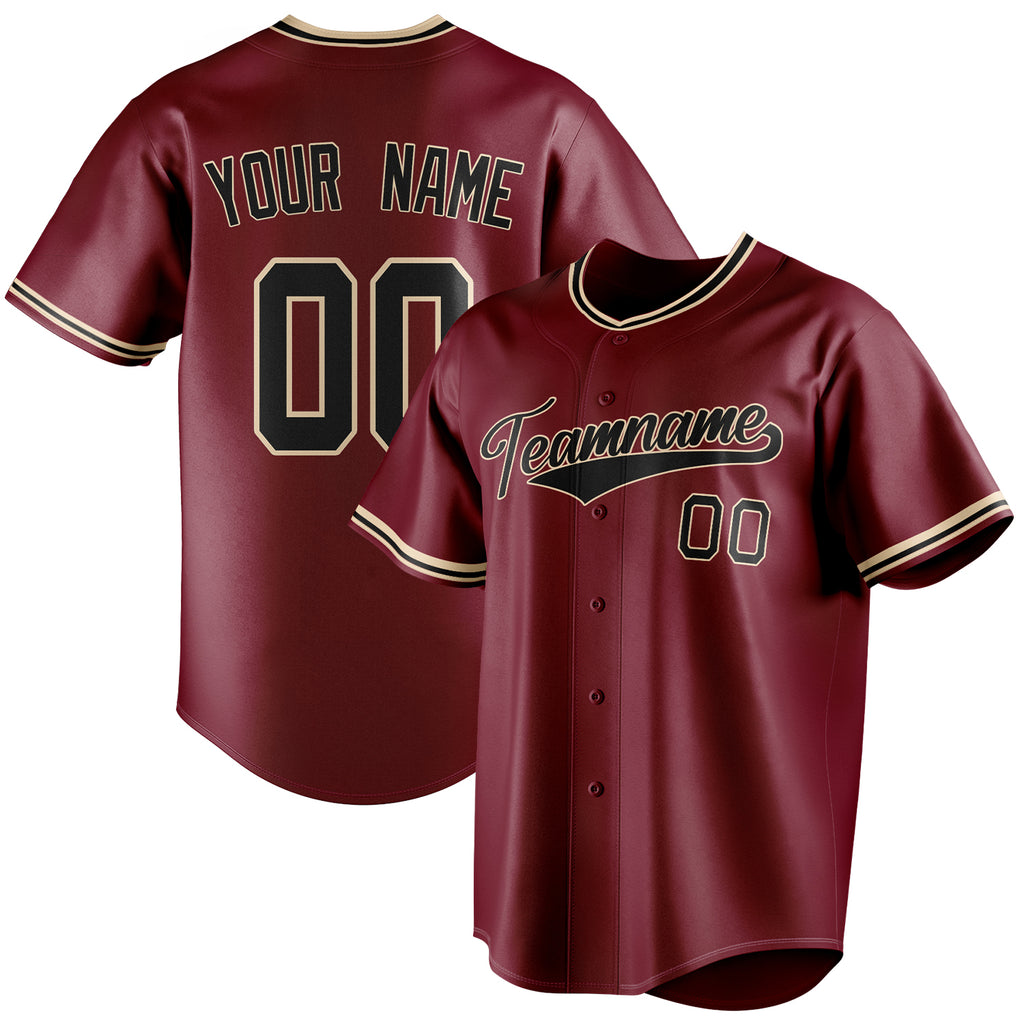 Personalized Crimson & Black Color Fan Baseball Jersey BB01240529CK161