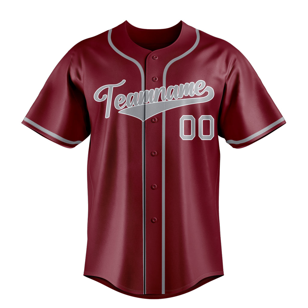 Personalized Crimson & Gray Color Fan Baseball Jersey