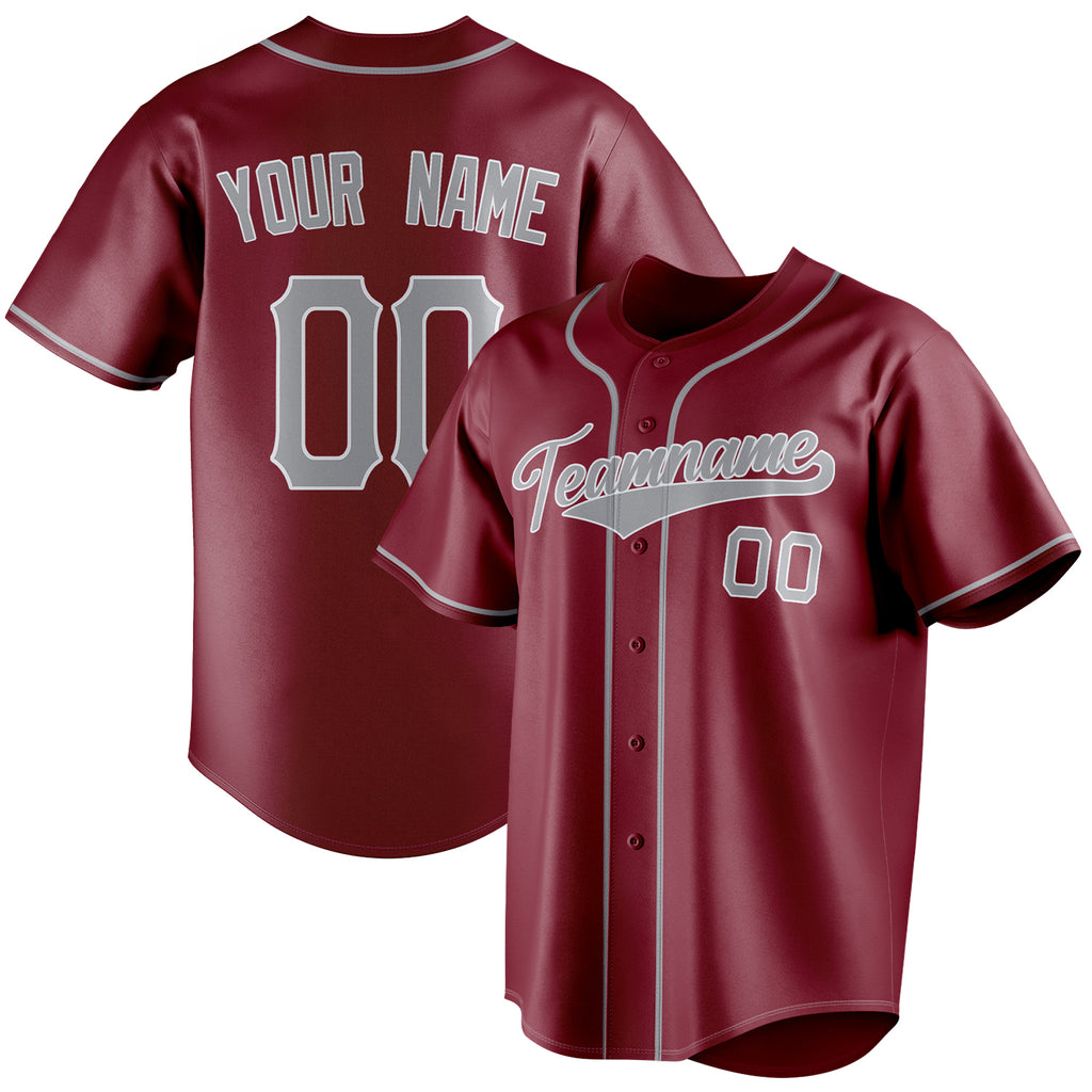 Personalized Crimson & Gray Color Fan Baseball Jersey BB01240529CK164