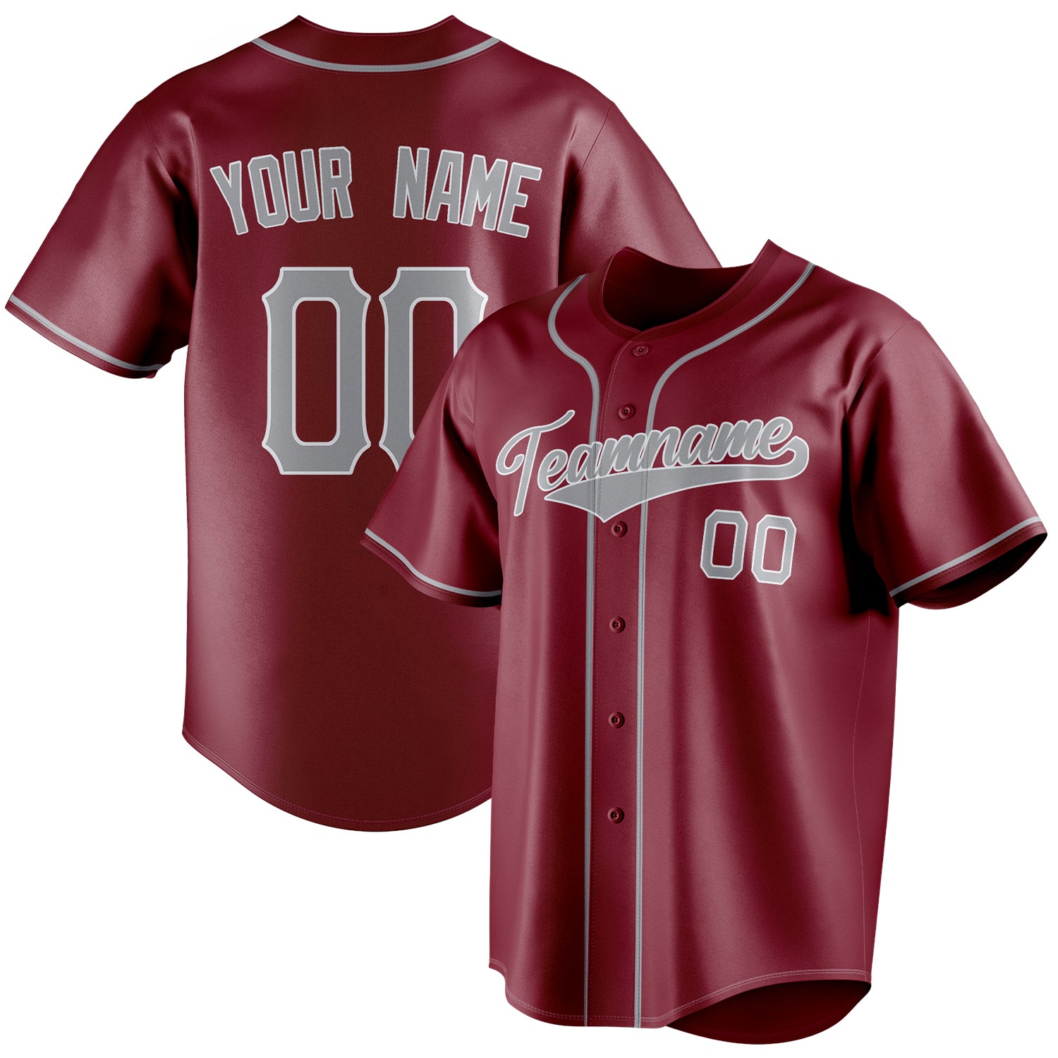 Personalized Crimson & Gray Color Fan Baseball Jersey BB01240529CK164
