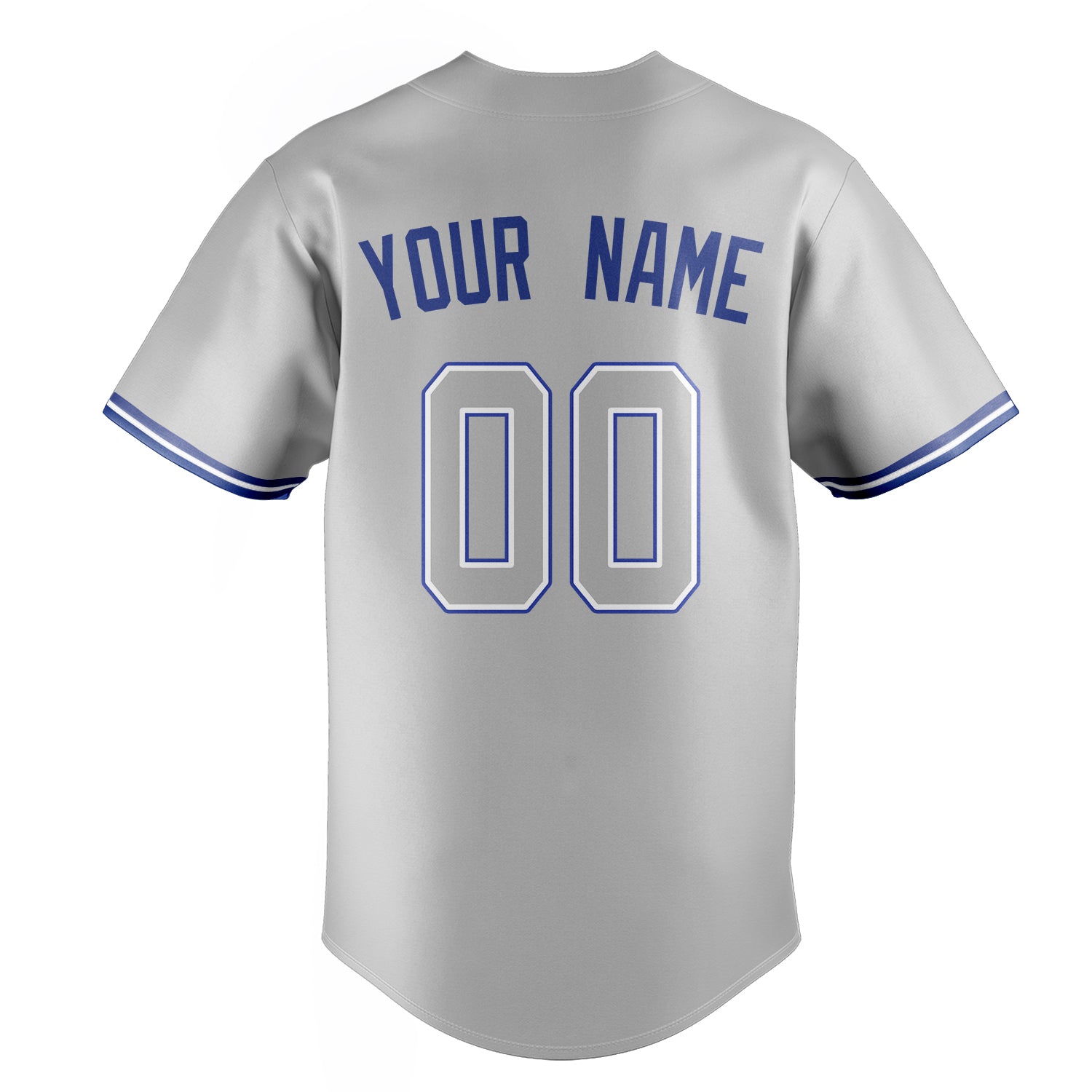 Personalized Gray & Royal Color Fan Baseball Jersey