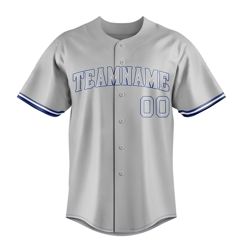 Personalized Gray & Royal Color Fan Baseball Jersey