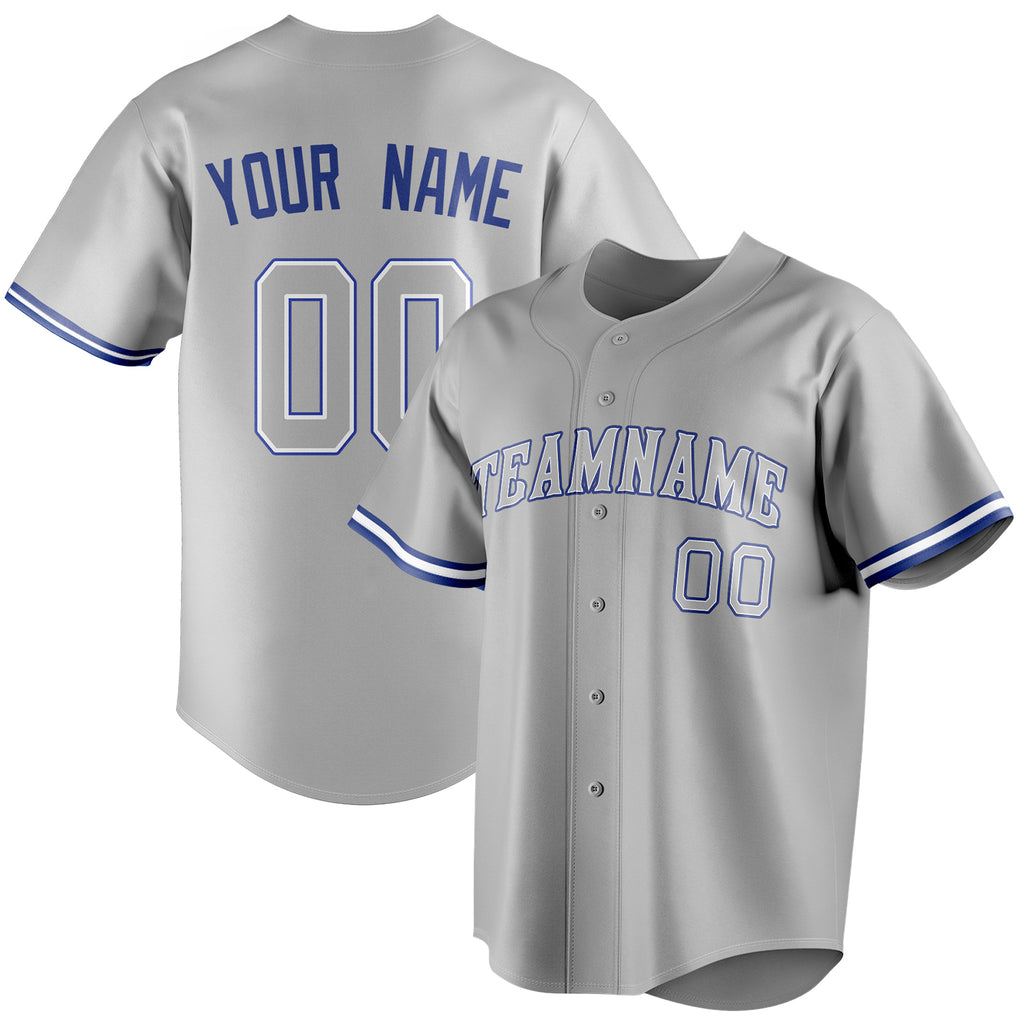 Personalized Gray & Royal Color Fan Baseball Jersey BB01240529JZ146