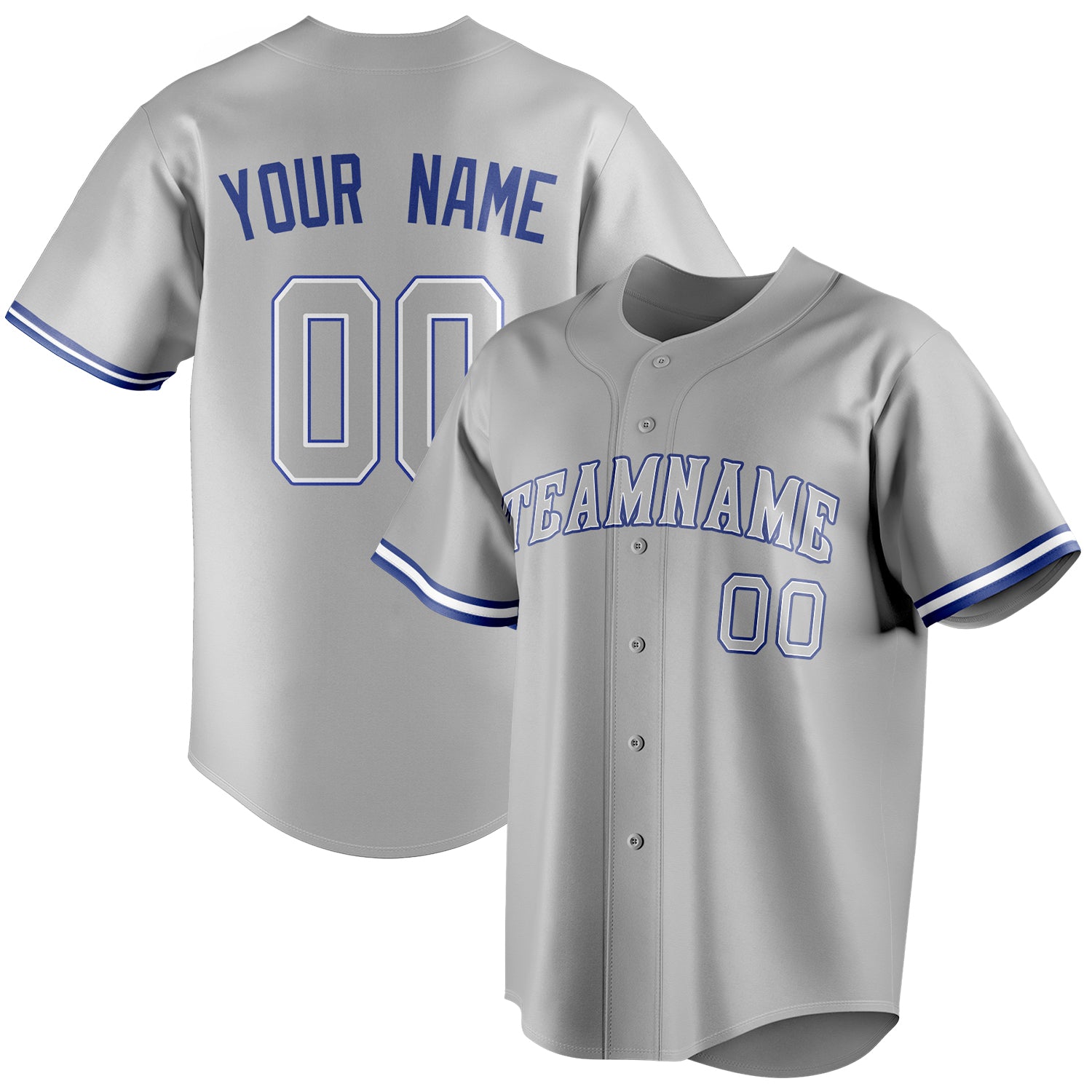 Personalized Gray & Royal Color Fan Baseball Jersey BB01240529JZ146