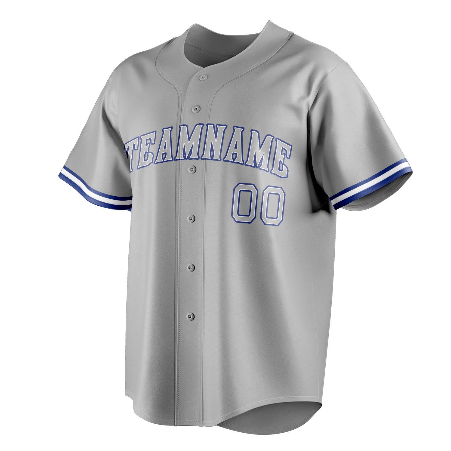 Personalized Gray & Royal Color Fan Baseball Jersey