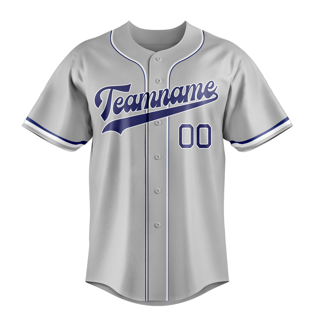 Personalized Gray & Royal Color Fan Baseball Jersey