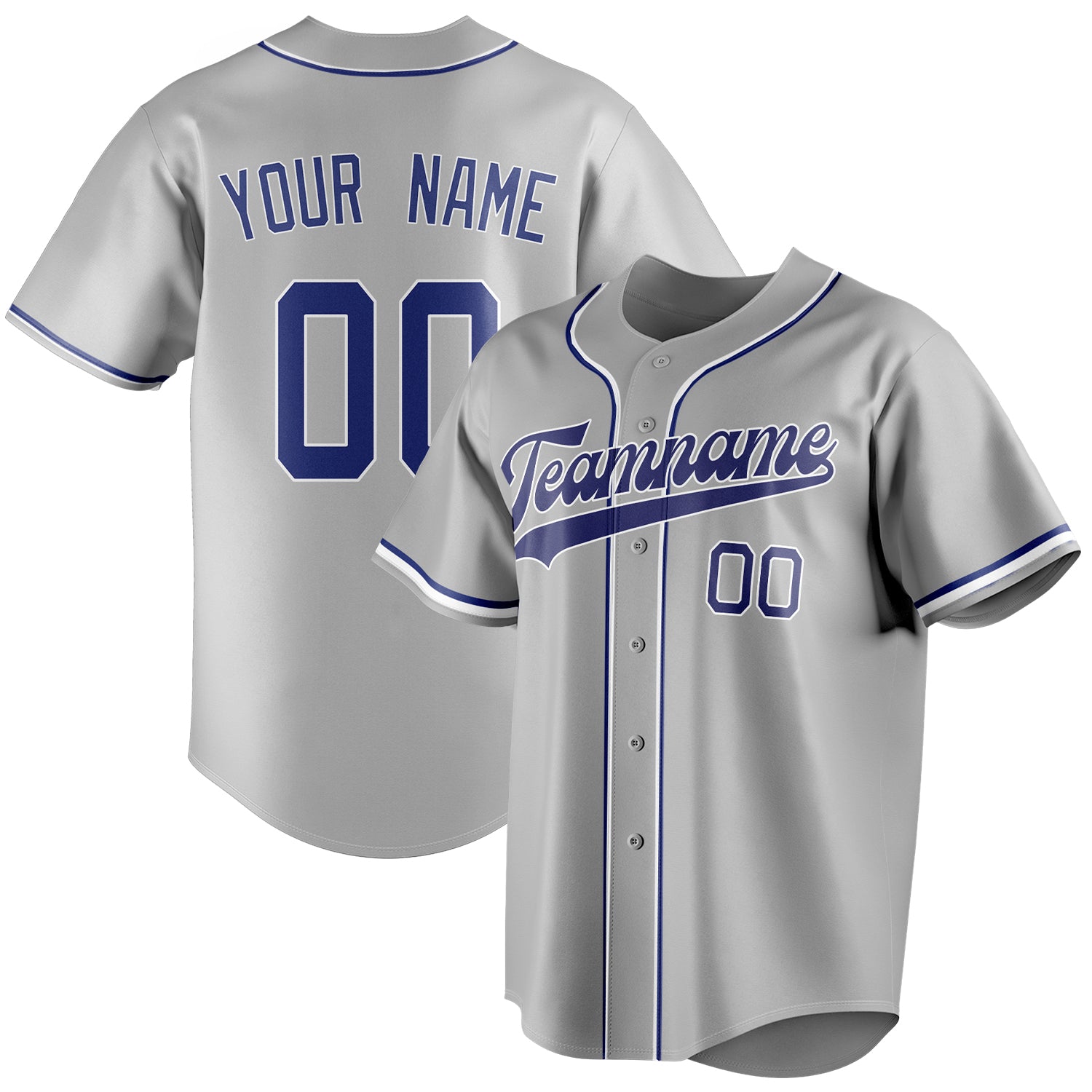 Personalized Gray & Royal Color Fan Baseball Jersey BB01240529JZ147
