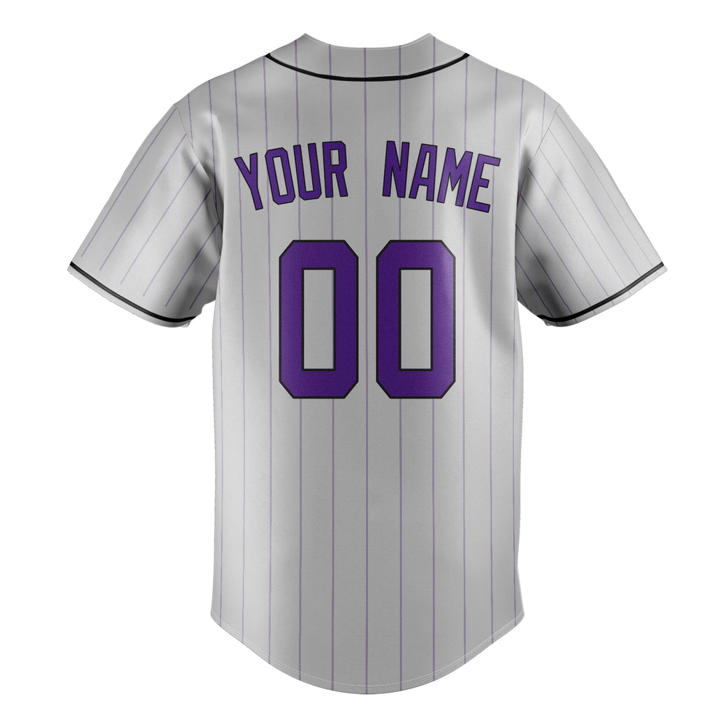 Personalized Gray & Purple Color Fan Baseball Jersey