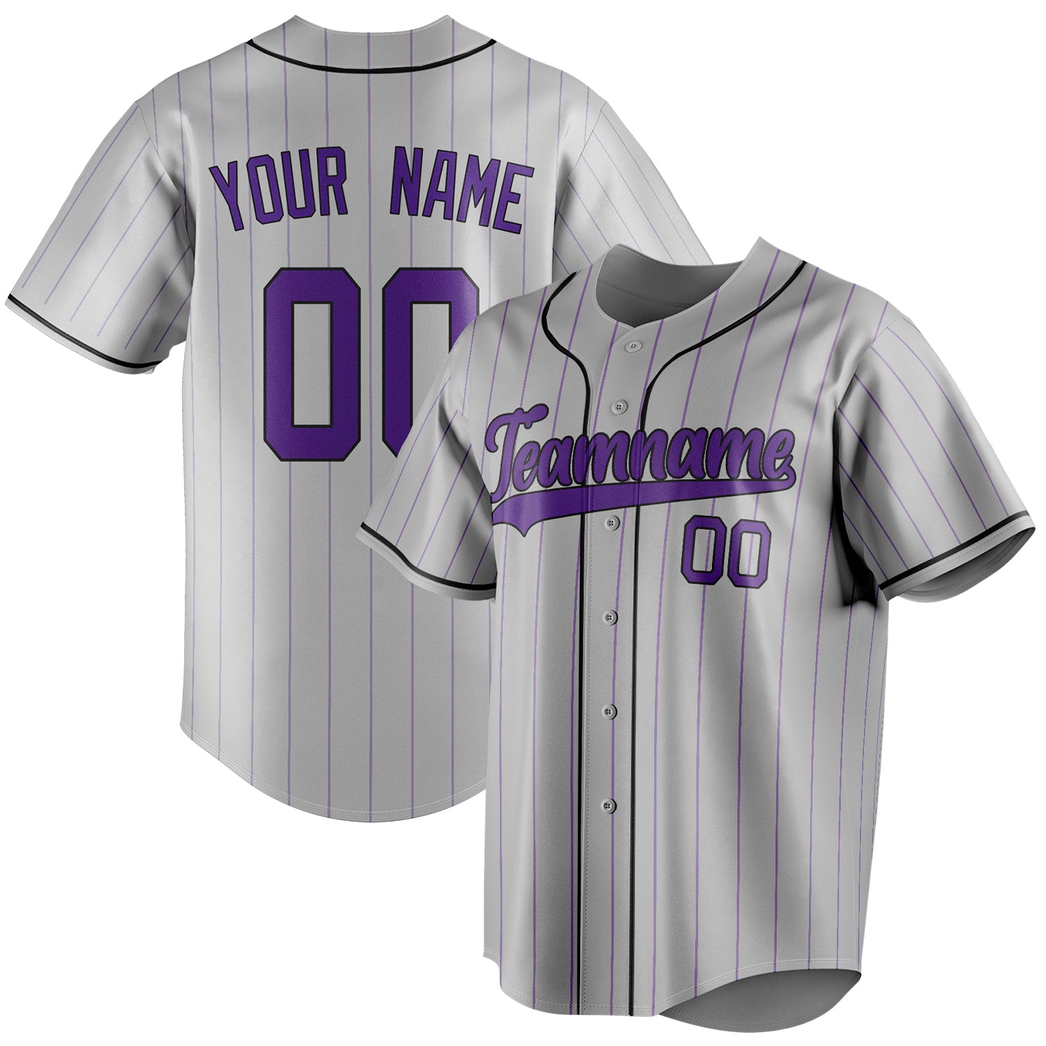 Personalized Gray & Purple Color Fan Baseball Jersey BB01240529JZ148