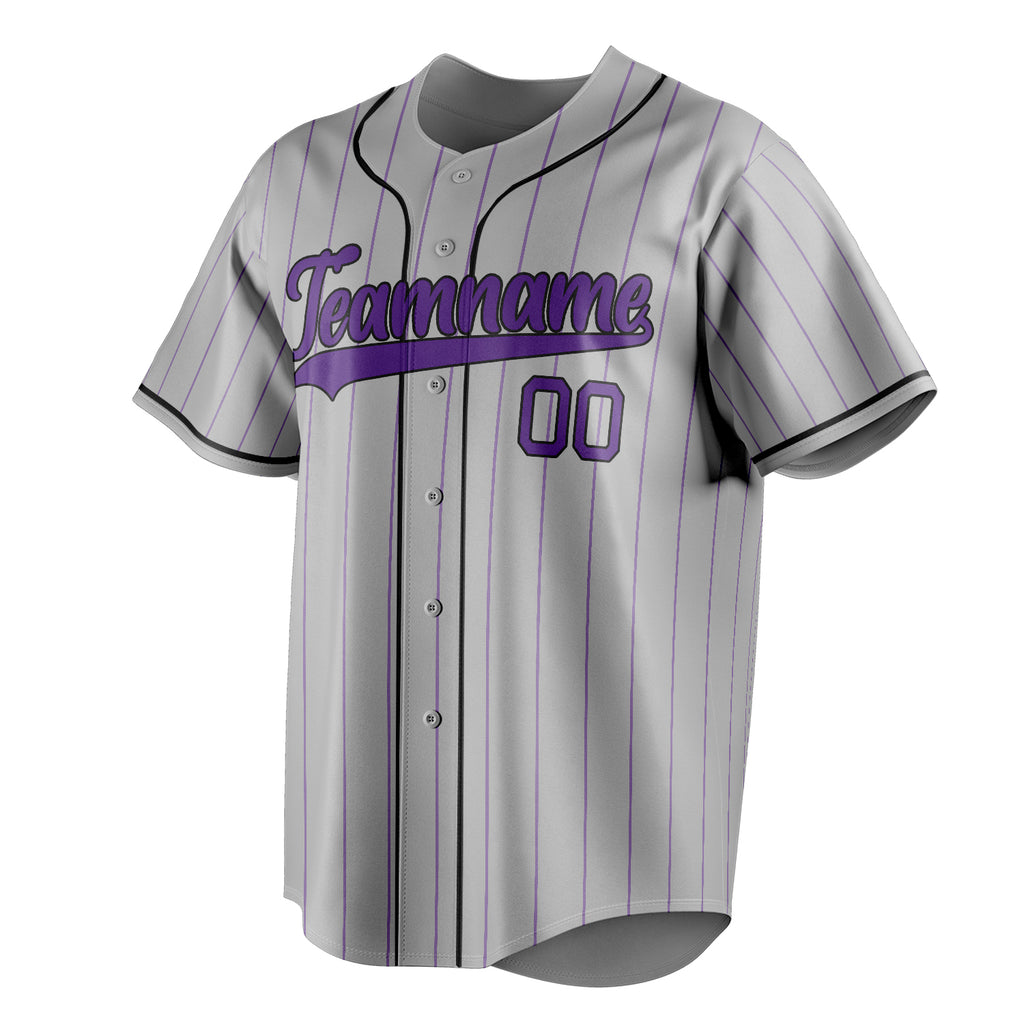 Personalized Gray & Purple Color Fan Baseball Jersey
