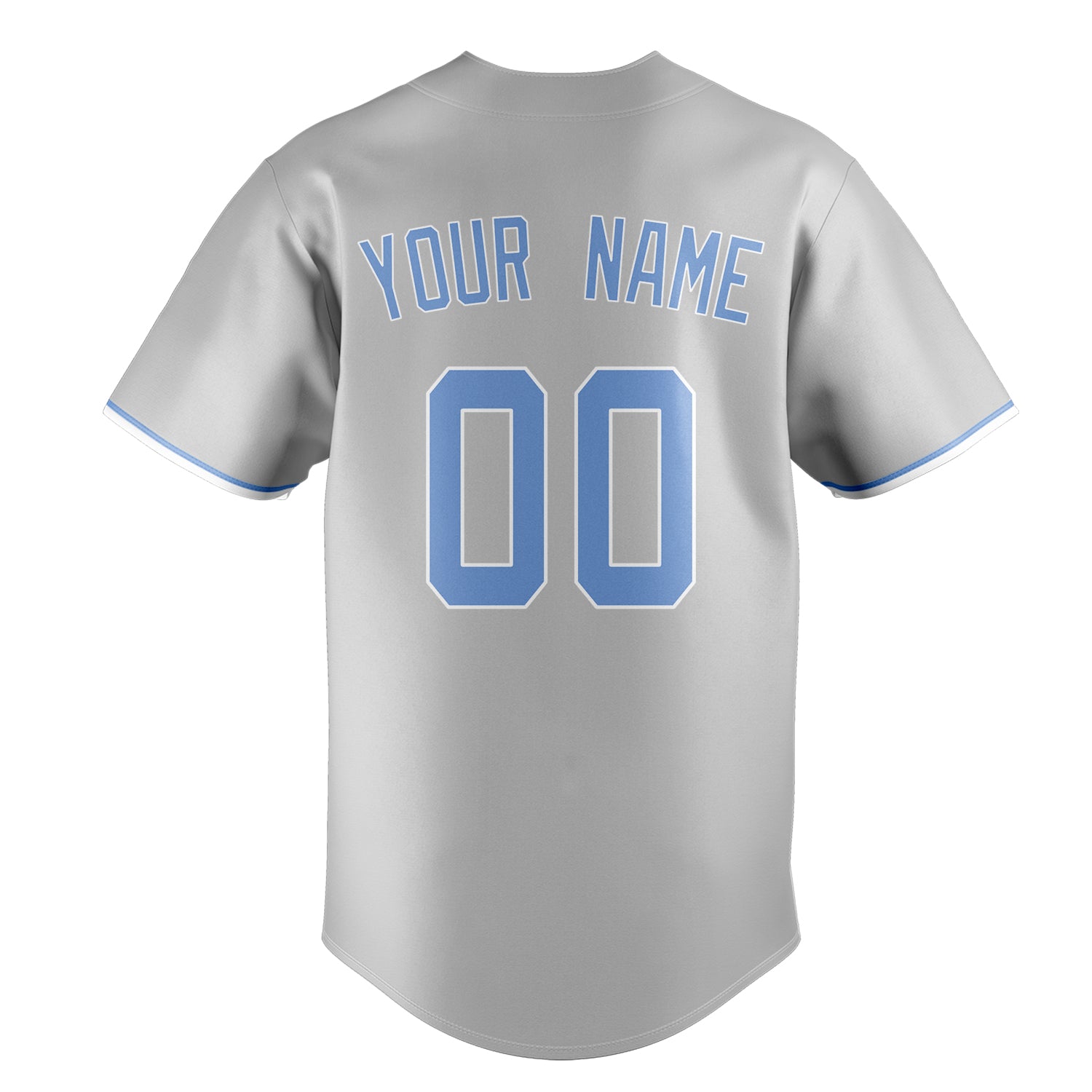 Personalized Gray & Light Blue Color Fan Baseball Jersey