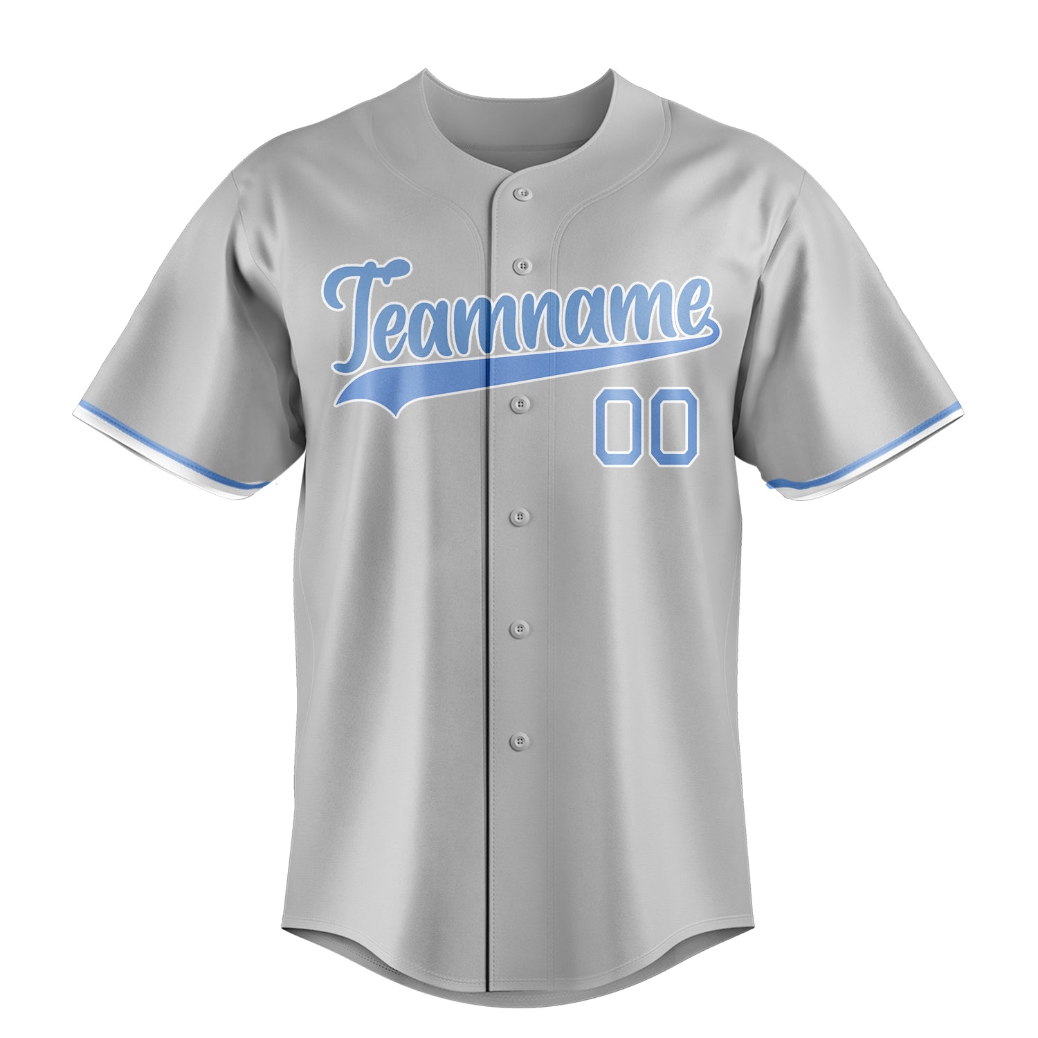 Personalized Gray & Light Blue Color Fan Baseball Jersey