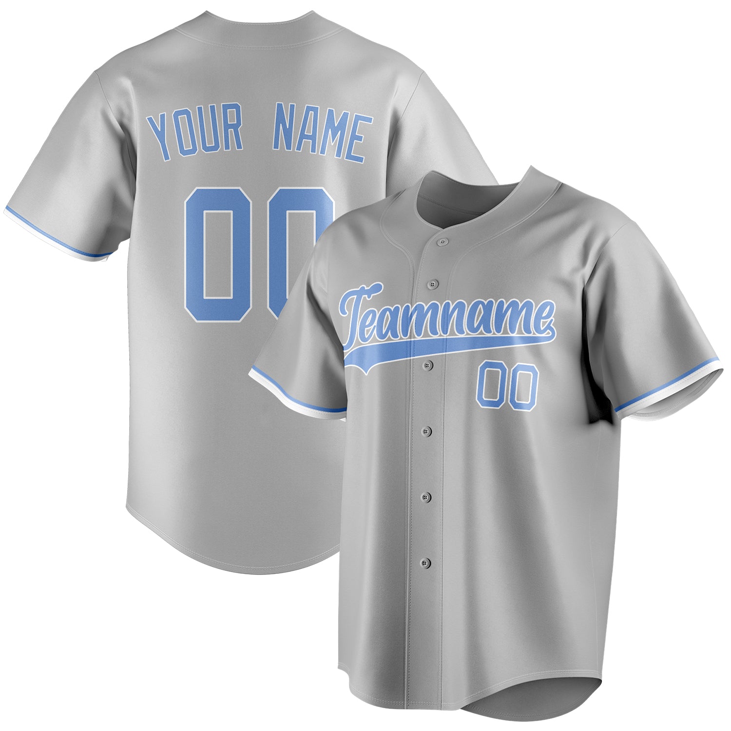 Personalized Gray & Light Blue Color Fan Baseball Jersey BB01240529JZ149