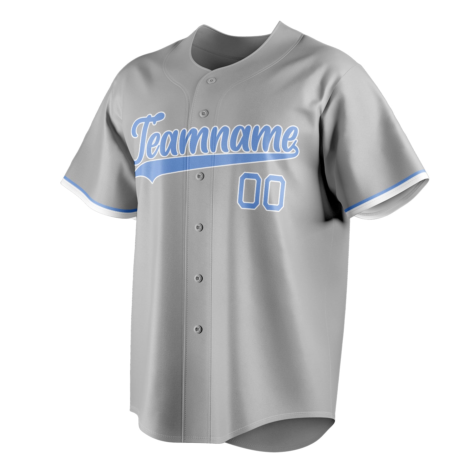 Personalized Gray & Light Blue Color Fan Baseball Jersey