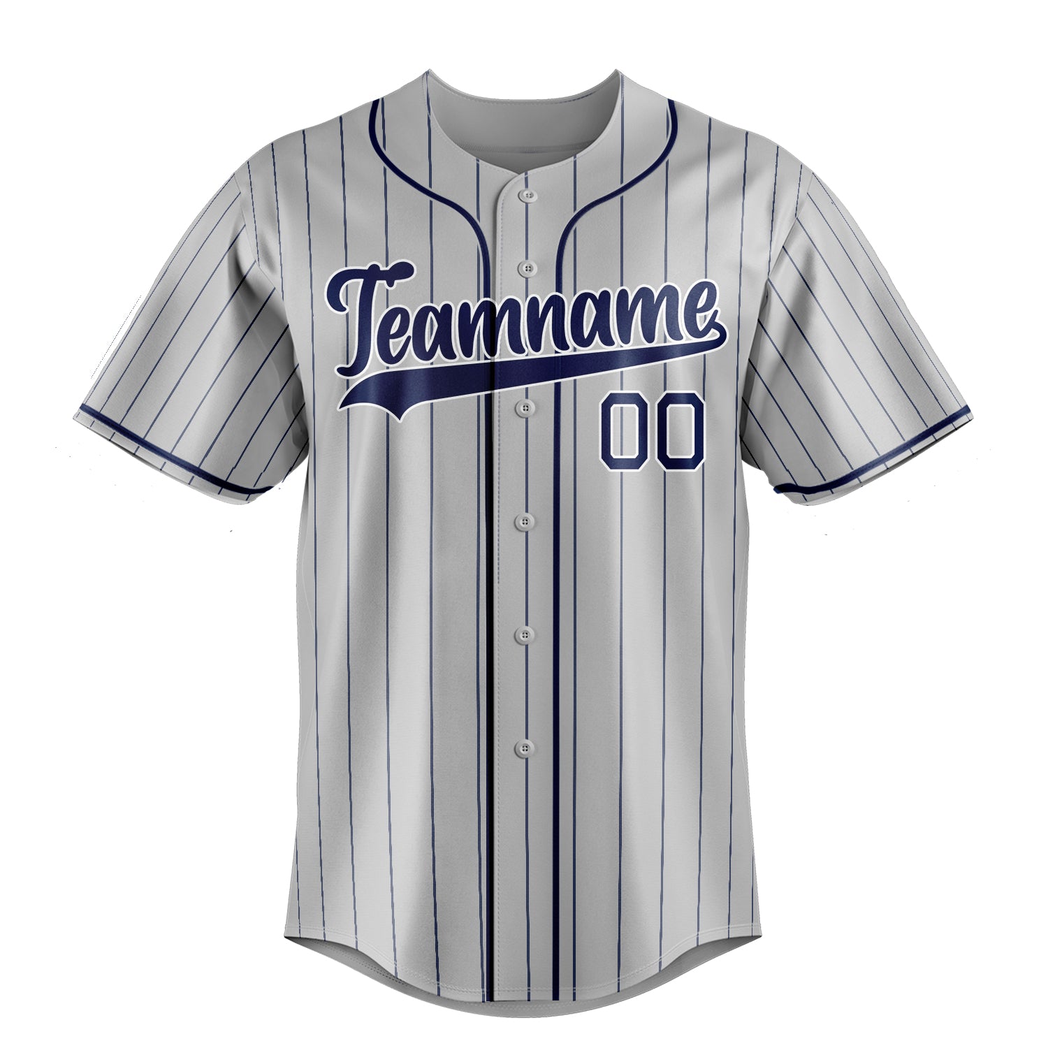 Personalized Gray & Navy Navy Pinstripe Fan Baseball Jersey