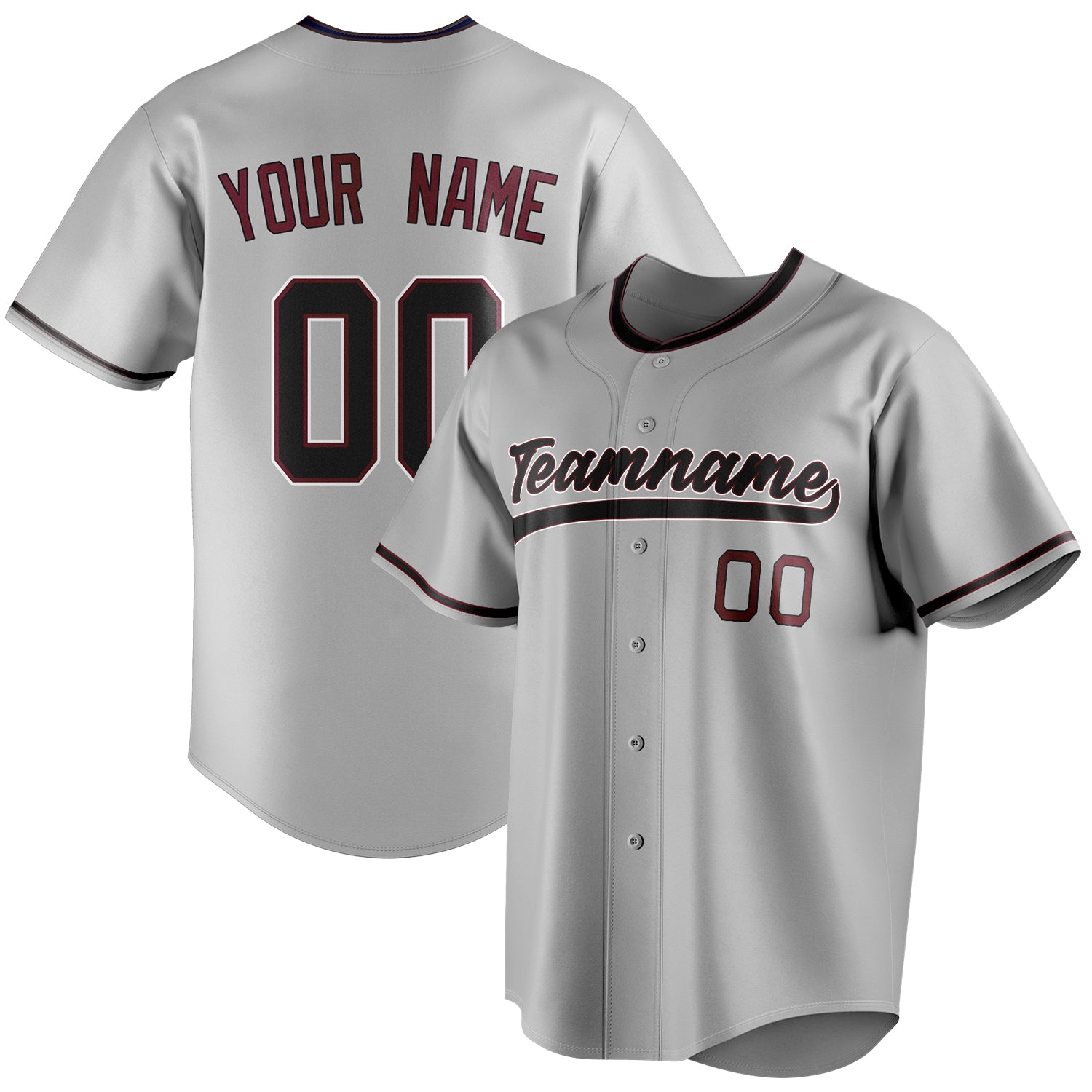 Personalized Gray & Black Color Fan Baseball Jersey BB01240529JZ151