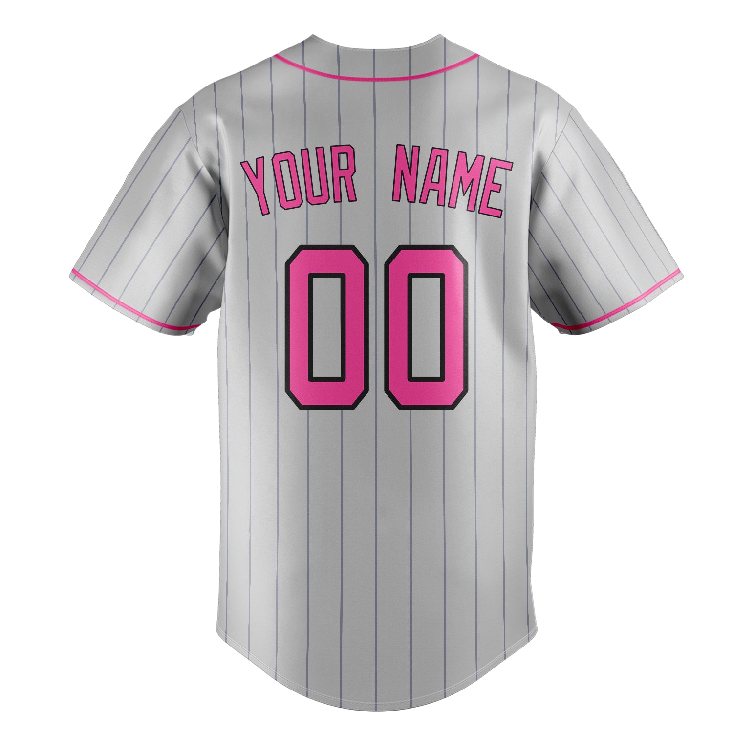 Personalized Gray & Pink Black Pinstripe Fan Baseball Jersey