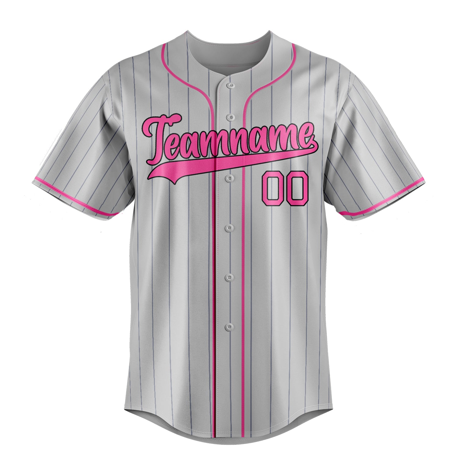 Personalized Gray & Pink Black Pinstripe Fan Baseball Jersey