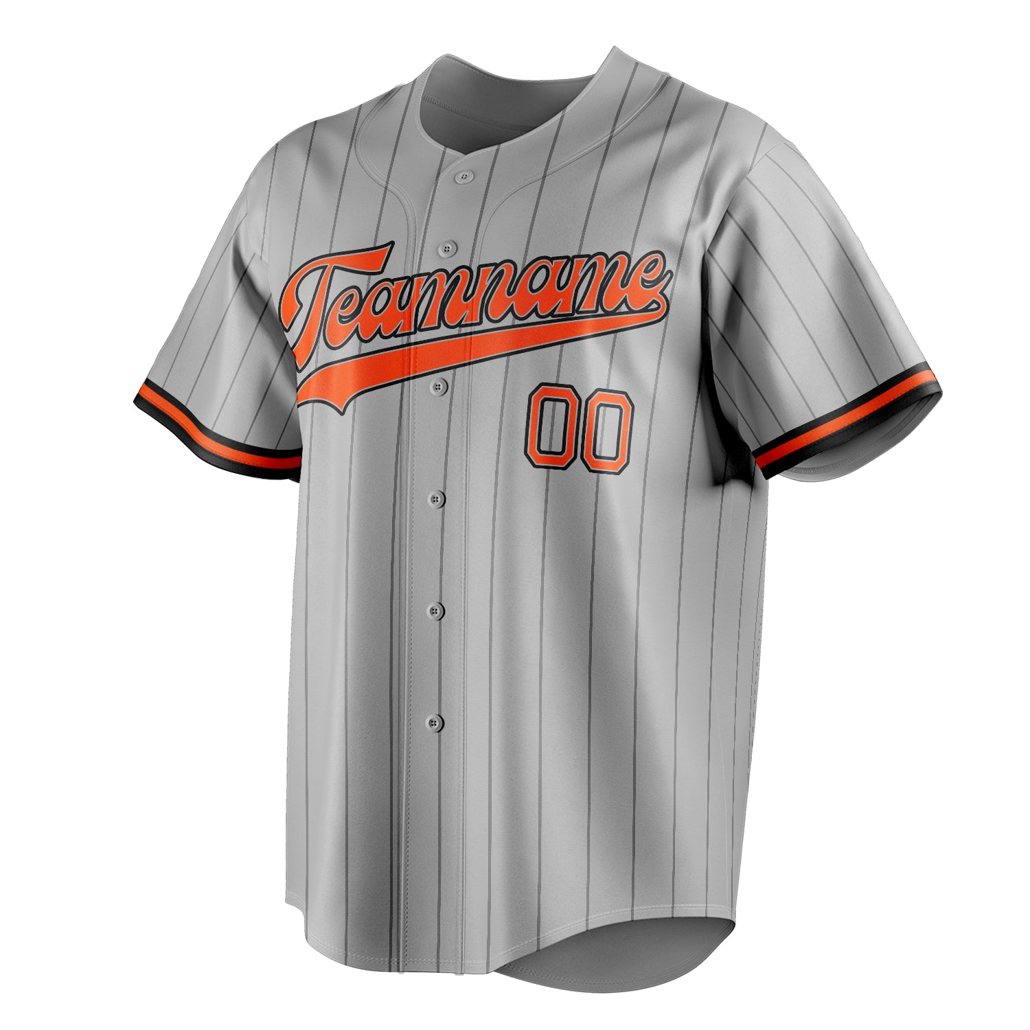 Personalized Gray & Orange Black Pinstripe Fan Baseball Jersey