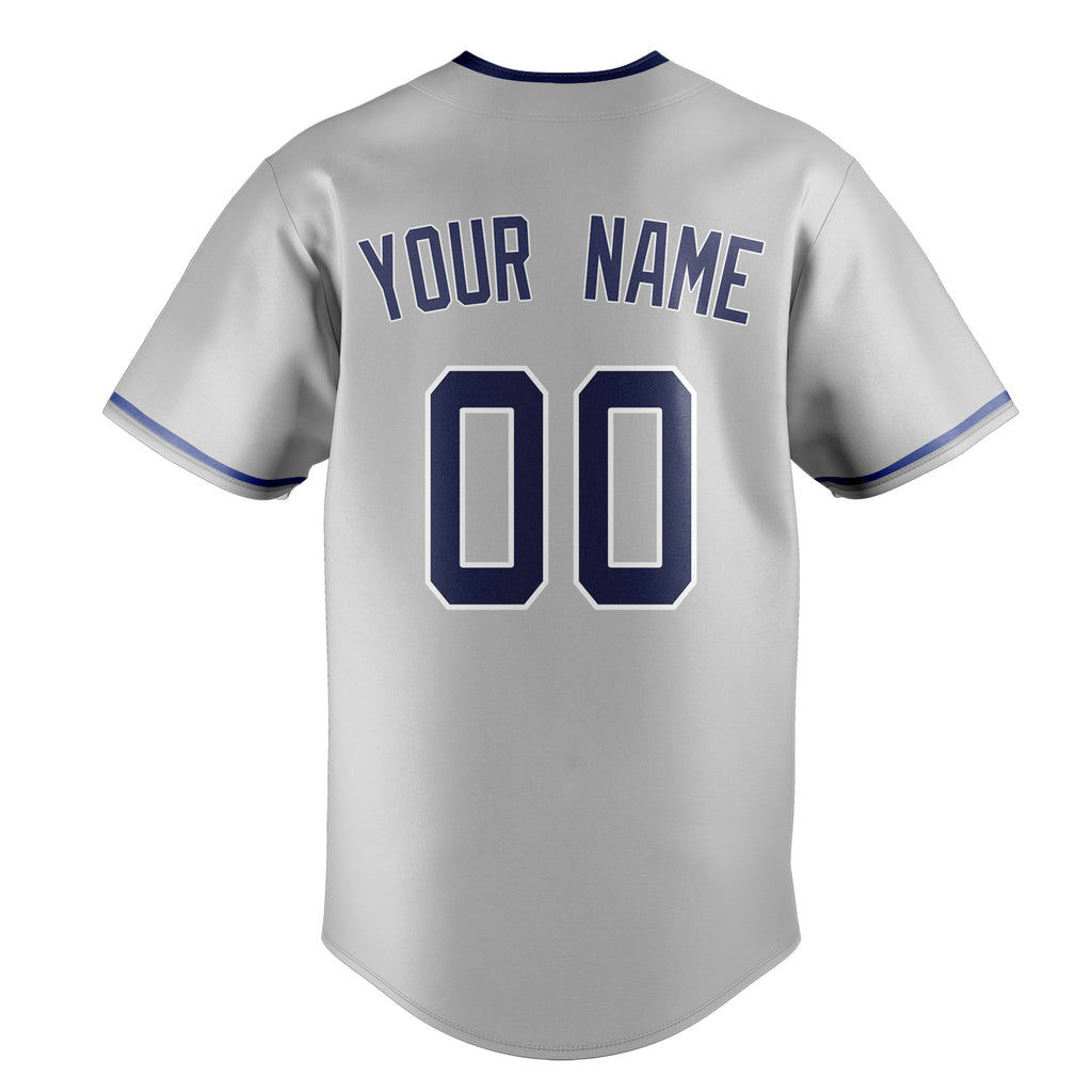 Personalized Gray & Navy Color Fan Baseball Jersey