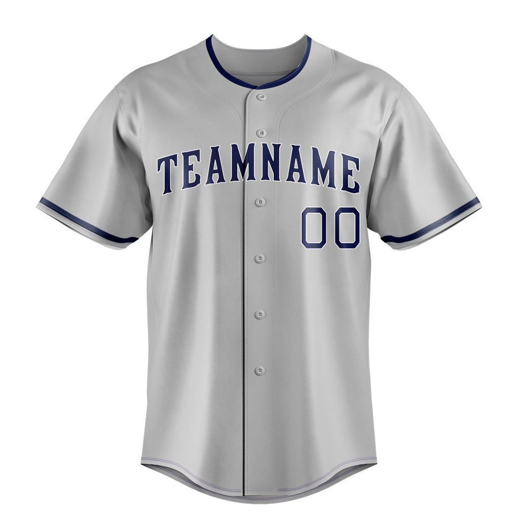 Personalized Gray & Navy Color Fan Baseball Jersey