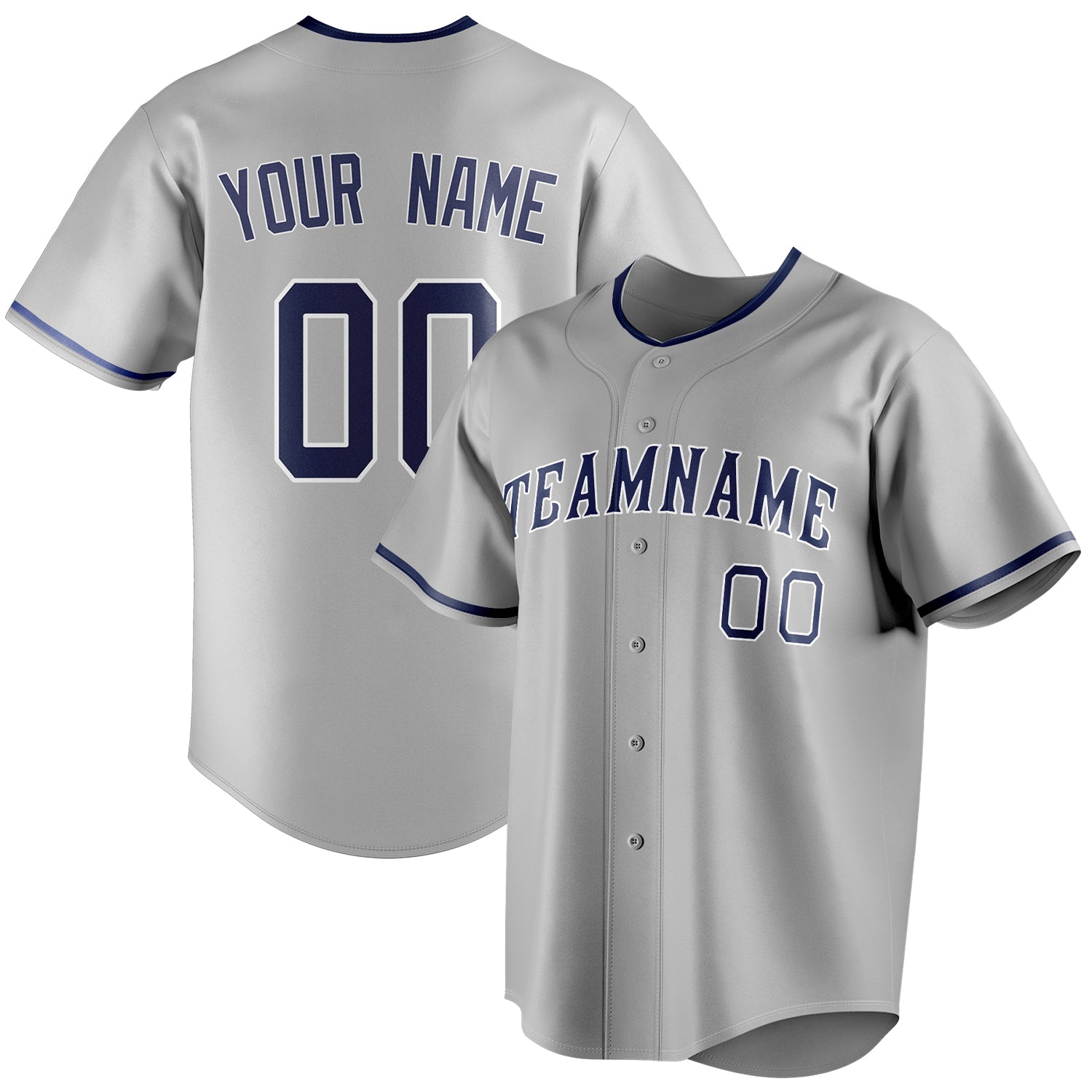 Personalized Gray & Navy Color Fan Baseball Jersey BB01240529JZ154