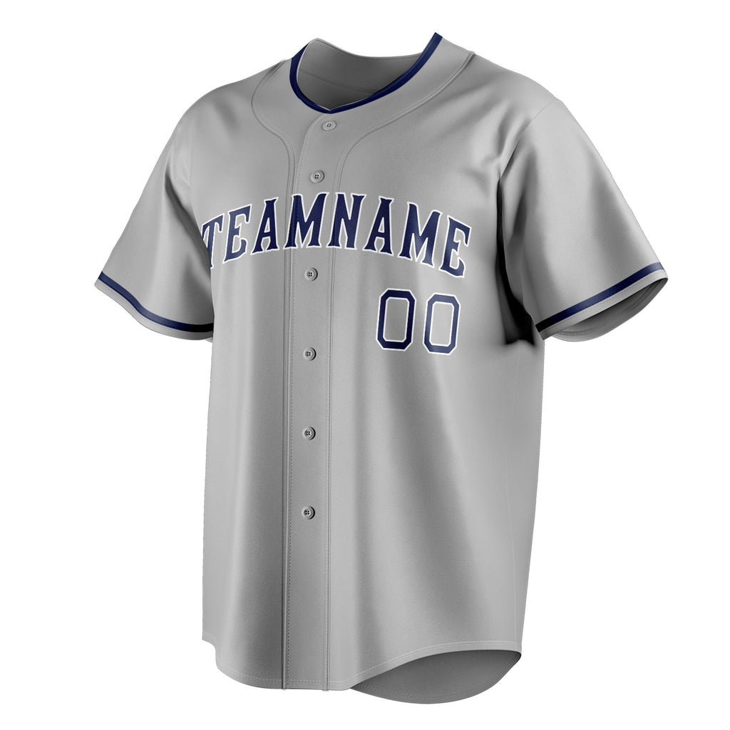 Personalized Gray & Navy Color Fan Baseball Jersey