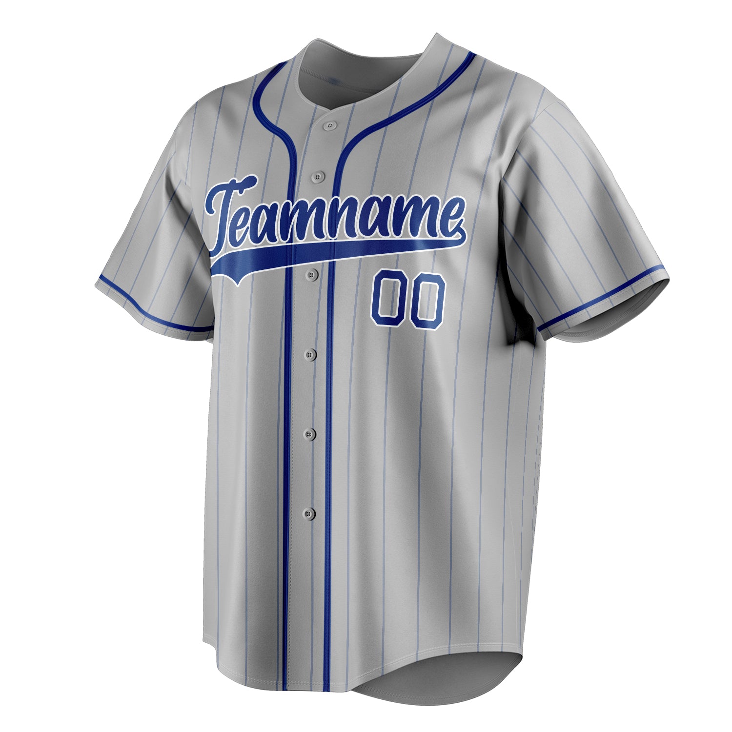 Personalized Gray & Royal Royal Pinstripe Fan Baseball Jersey
