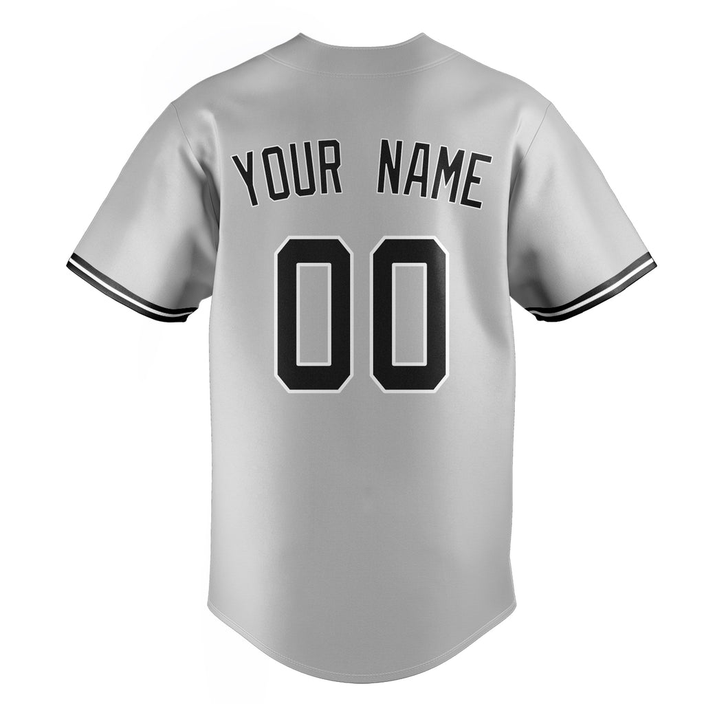 Personalized Gray & Black Color Fan Baseball Jersey