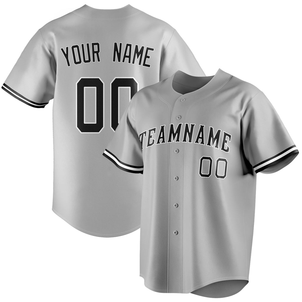 Personalized Gray & Black Color Fan Baseball Jersey BB01240529JZ158