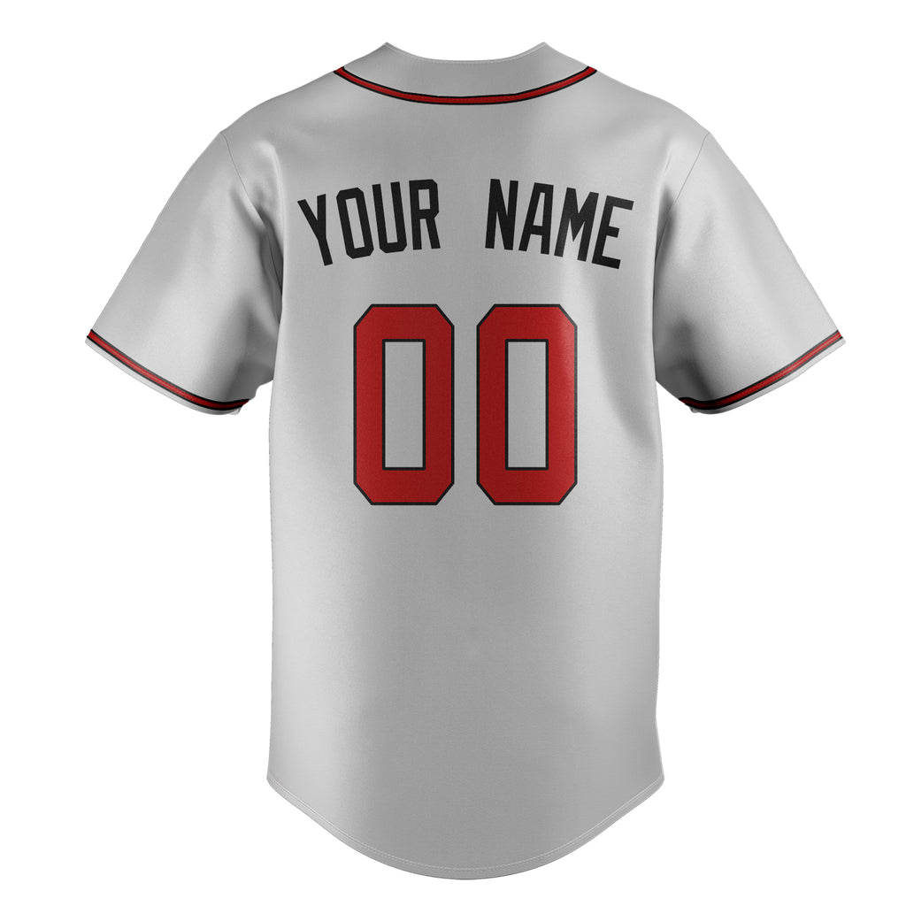 Personalized Gray & Red Color Fan Baseball Jersey