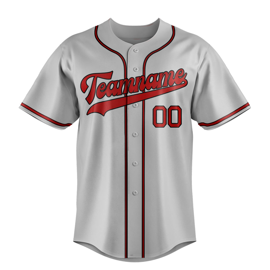 Personalized Gray & Red Color Fan Baseball Jersey