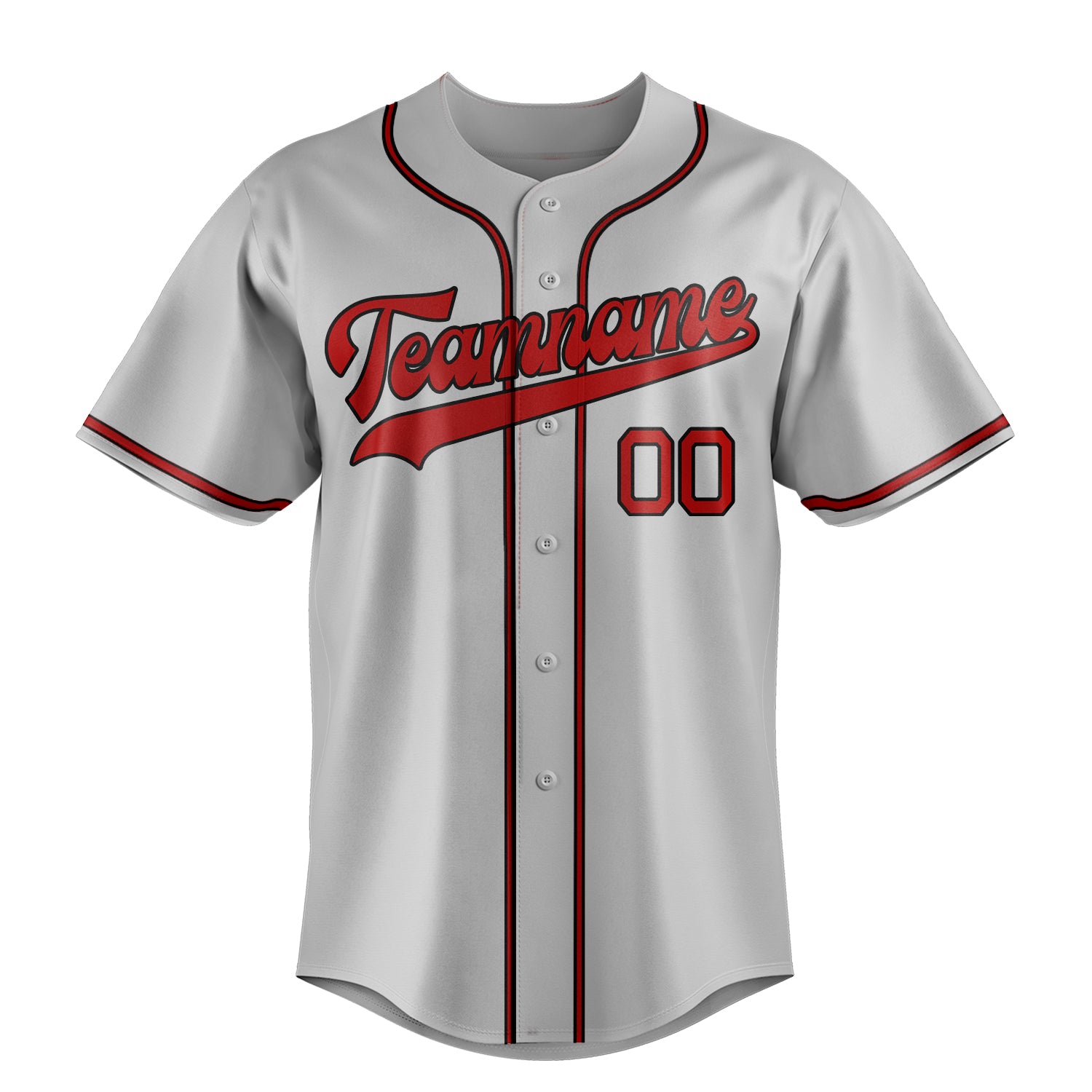 Personalized Gray & Red Color Fan Baseball Jersey