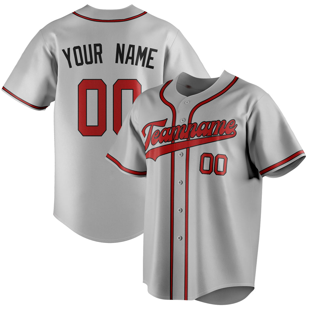 Personalized Gray & Red Color Fan Baseball Jersey BB01240529JZ159