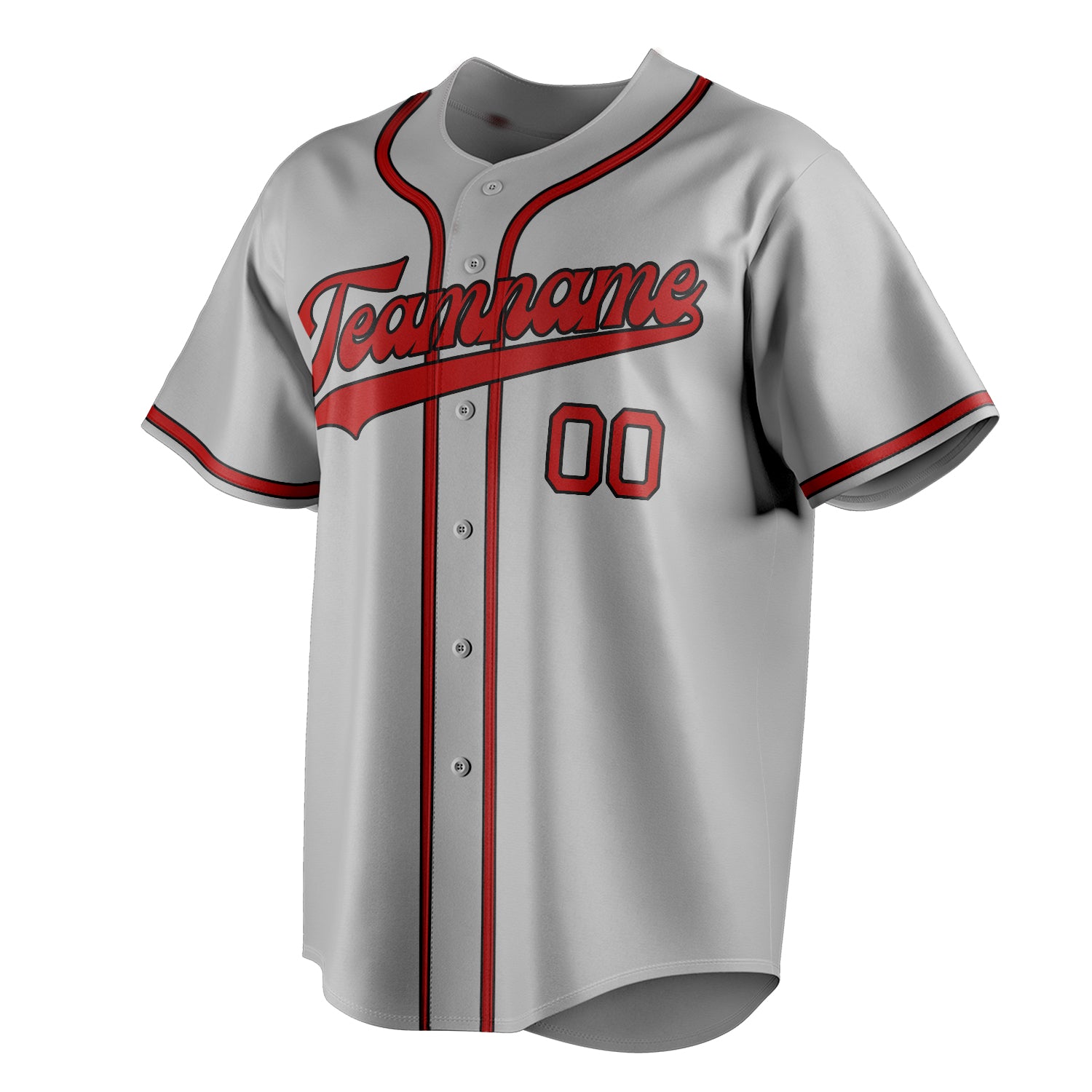 Personalized Gray & Red Color Fan Baseball Jersey