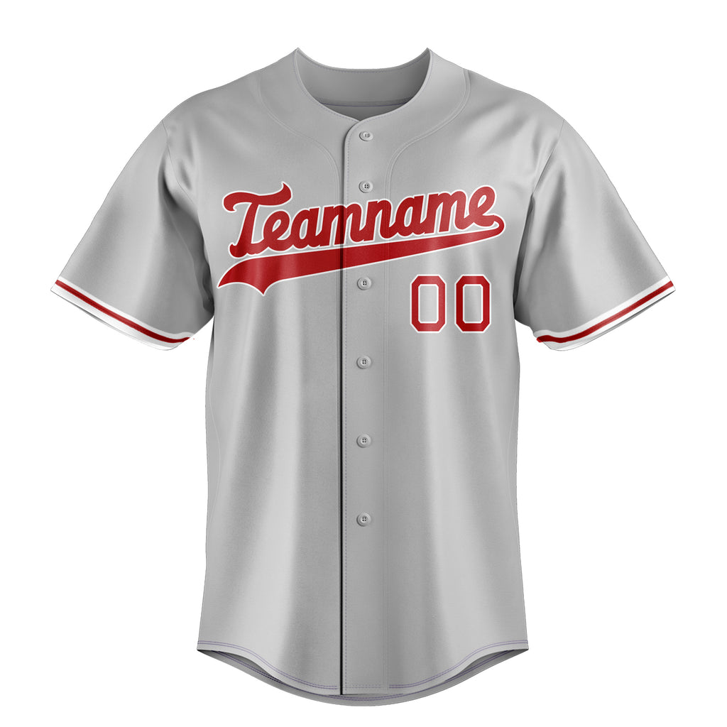 Personalized Gray & Red Color Fan Baseball Jersey