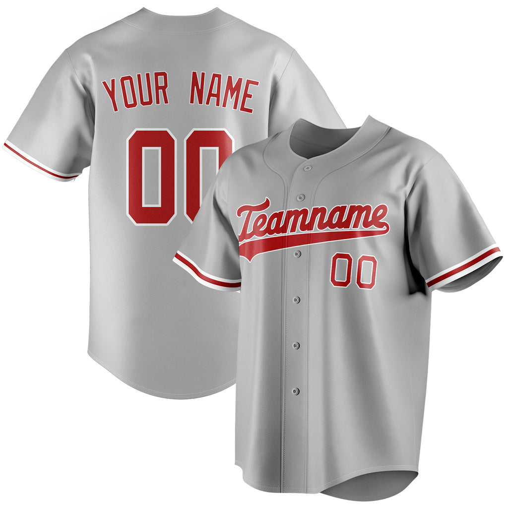 Personalized Gray & Red Color Fan Baseball Jersey BB01240529JZ160