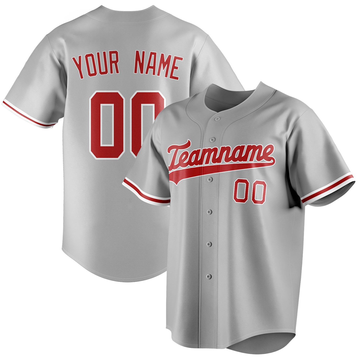 Personalized Gray & Red Color Fan Baseball Jersey BB01240529JZ160